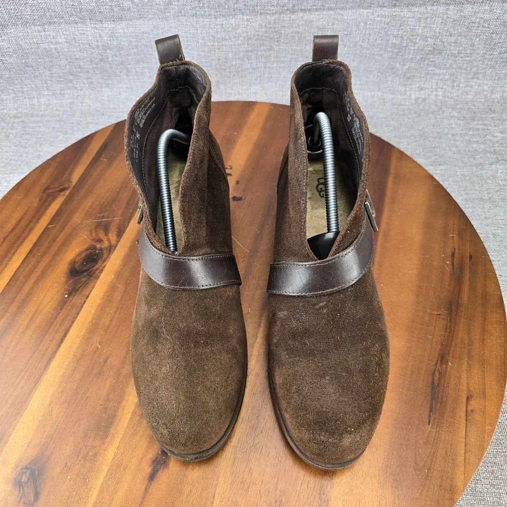 UGG Mens 12 Brown Suede Buckle‎ Ankle Boots 1014184 Chocolate Leather Strap